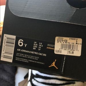 Jordan retro 8 champagne size 6y DS asking 275 OBO